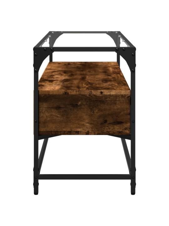 Tv skříňka se skleněnou deskou kouřový dub 98x35x51 cm kompozit