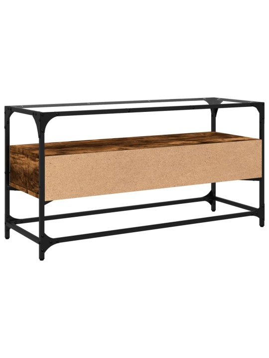 Tv skříňka se skleněnou deskou kouřový dub 98x35x51 cm kompozit
