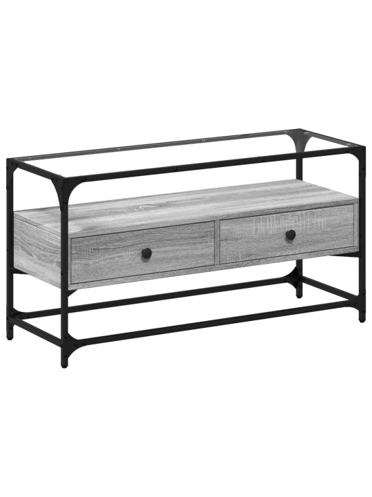 Tv skříňka se skleněnou deskou šedá sonoma 98x35x51 cm kompozit