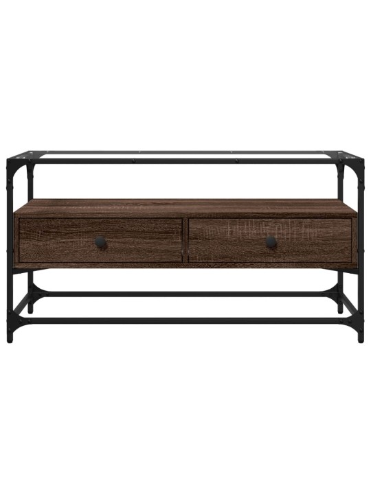 Tv skříňka se skleněnou deskou hnědý dub 98x35x51 cm kompozit