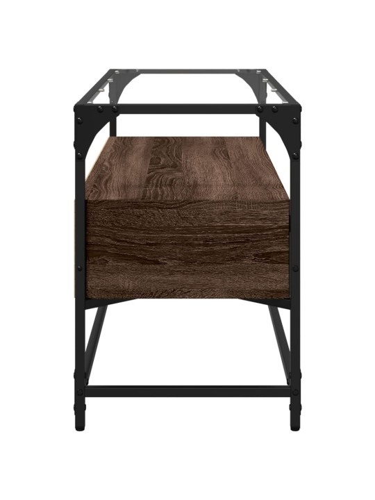 Tv skříňka se skleněnou deskou hnědý dub 98x35x51 cm kompozit