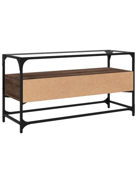 Tv skříňka se skleněnou deskou hnědý dub 98x35x51 cm kompozit