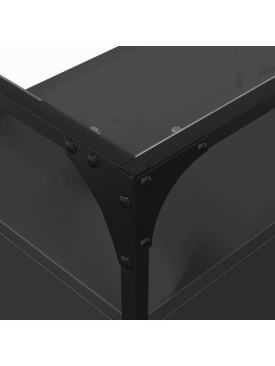 Příborník se skleněnou deskou černý 98x35x81cm kompozitní dřevo