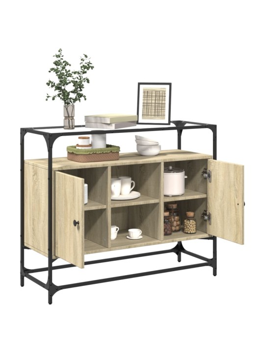 Příborník se skleněnou deskou dub sonoma 98x35x81 cm kompozit