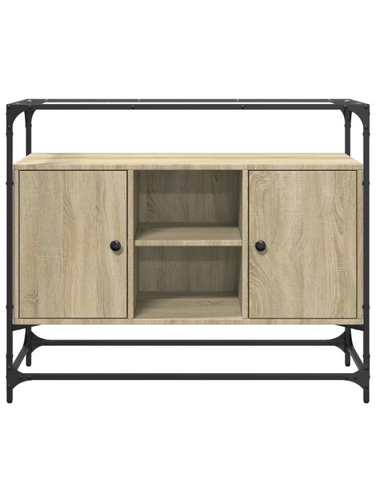 Příborník se skleněnou deskou dub sonoma 98x35x81 cm kompozit