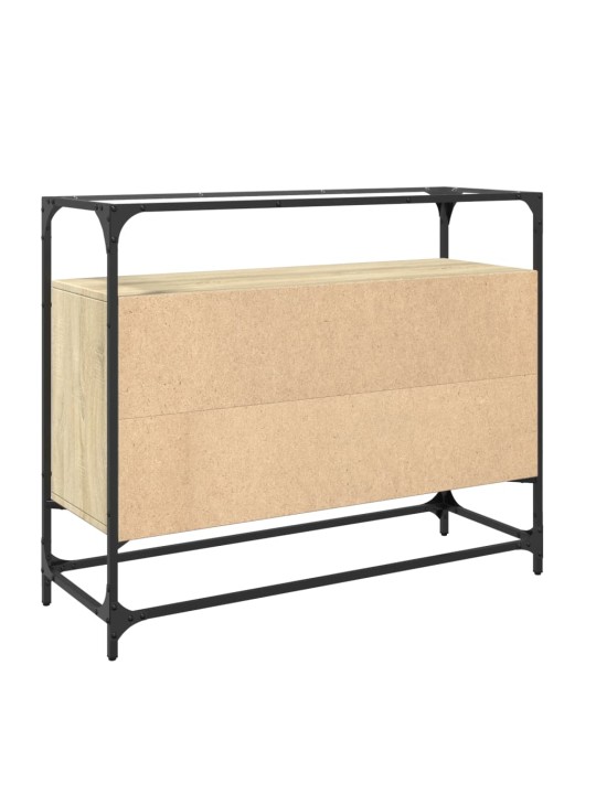 Příborník se skleněnou deskou dub sonoma 98x35x81 cm kompozit