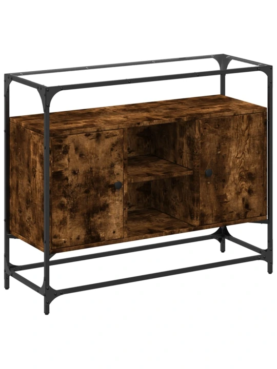 Příborník se skleněnou deskou kouřový dub 98x35x81 cm kompozit