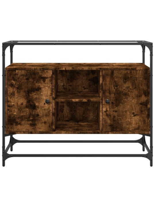 Příborník se skleněnou deskou kouřový dub 98x35x81 cm kompozit
