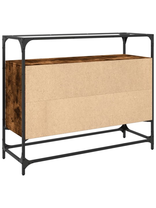 Příborník se skleněnou deskou kouřový dub 98x35x81 cm kompozit