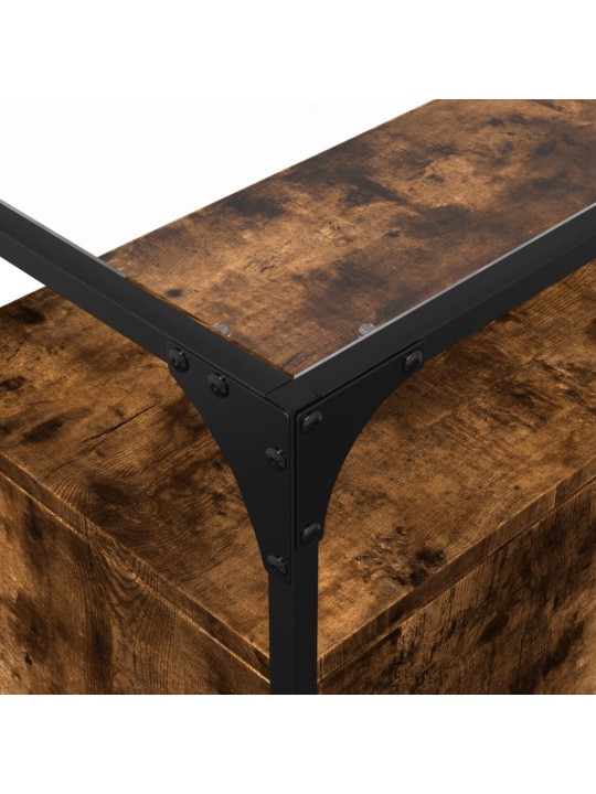 Příborník se skleněnou deskou kouřový dub 98x35x81 cm kompozit