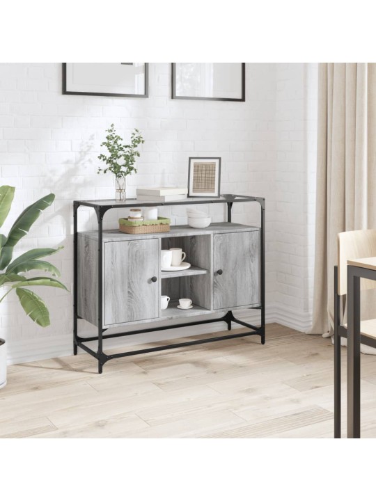 Příborník se skleněnou deskou šedá sonoma 98x35x81 cm kompozit