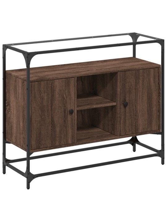 Příborník se skleněnou deskou hnědý dub 98x35x81 cm kompozit