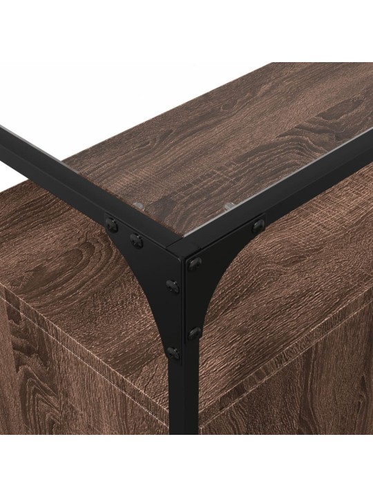 Příborník se skleněnou deskou hnědý dub 98x35x81 cm kompozit