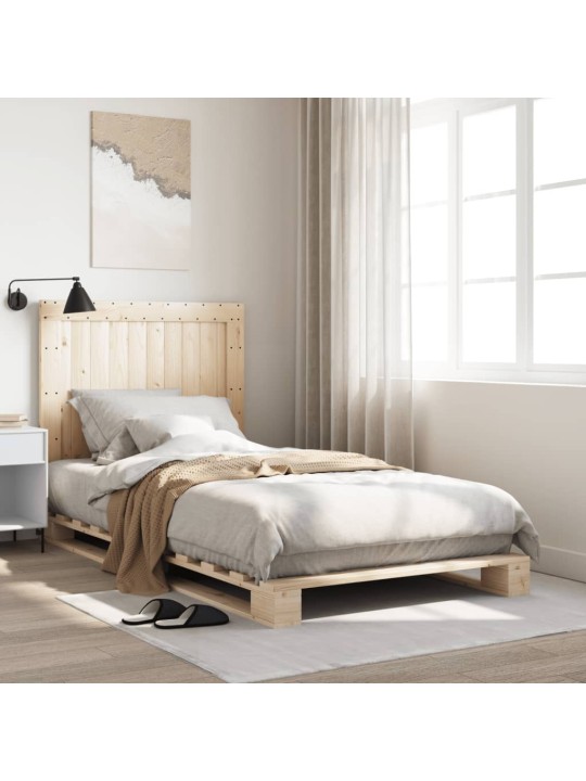 Rám postele s čelem 100 x 200 cm masivní borové dřevo