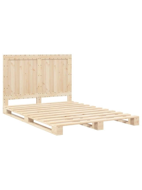 Rám postele s čelem bílý 140 x 200 cm masivní borové dřevo