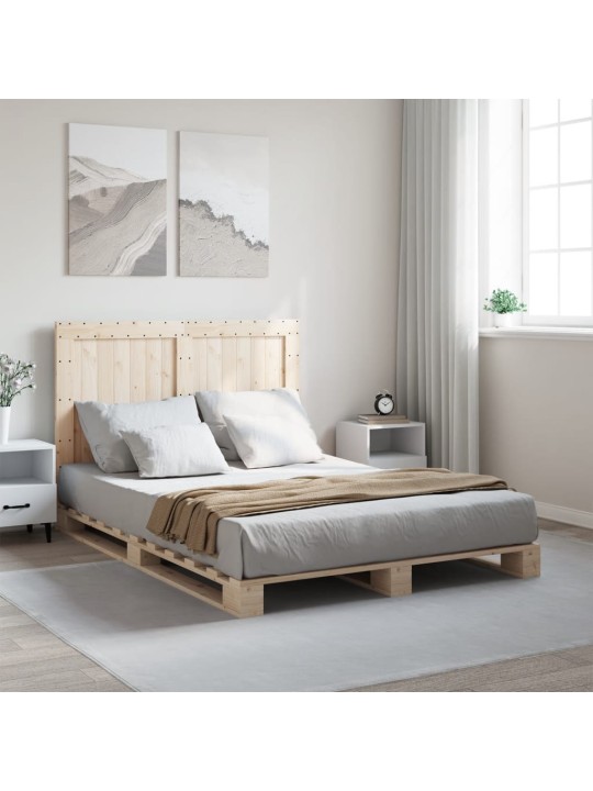 Rám postele s čelem bílý 140 x 200 cm masivní borové dřevo