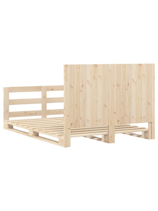 Rám postele s čelem bílý 140 x 200 cm masivní borové dřevo