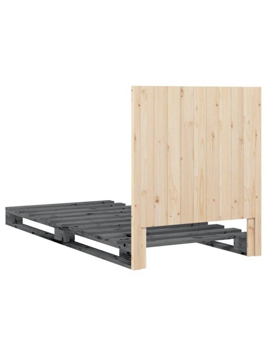 Rám postele s čelem šedý 90 x 200 cm masivní borové dřevo
