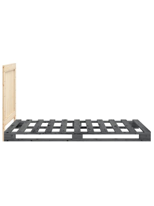 Rám postele s čelem šedý 100 x 200 cm masivní borové dřevo