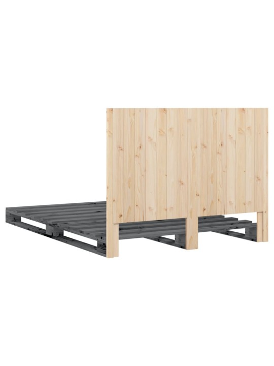 Rám postele s čelem šedý 140 x 200 cm masivní borové dřevo