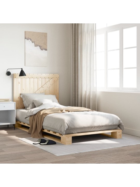 Rám postele s čelem 100 x 200 cm masivní borové dřevo