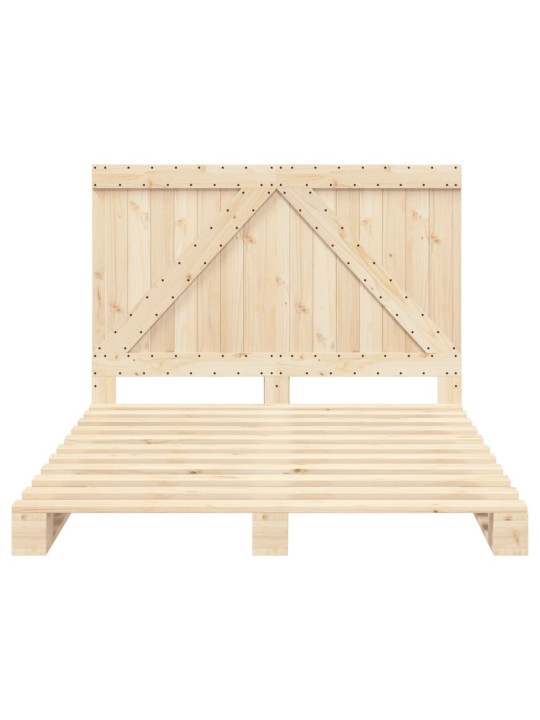 Rám postele s čelem bílý 140 x 200 cm masivní borové dřevo