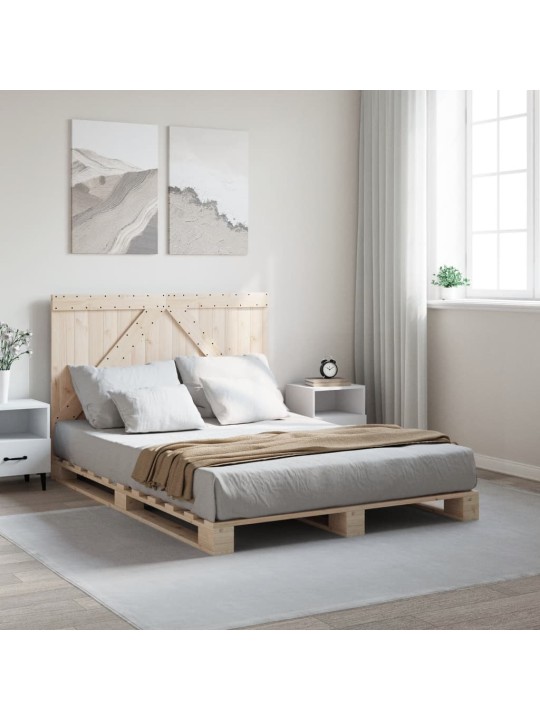 Rám postele s čelem bílý 140 x 200 cm masivní borové dřevo