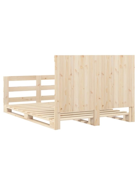 Rám postele s čelem bílý 140 x 200 cm masivní borové dřevo