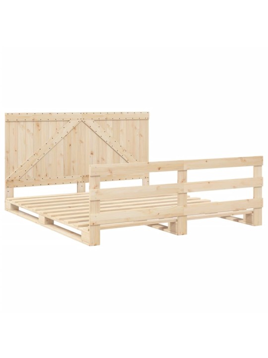 Rám postele s čelem 200 x 200 cm masivní borové dřevo