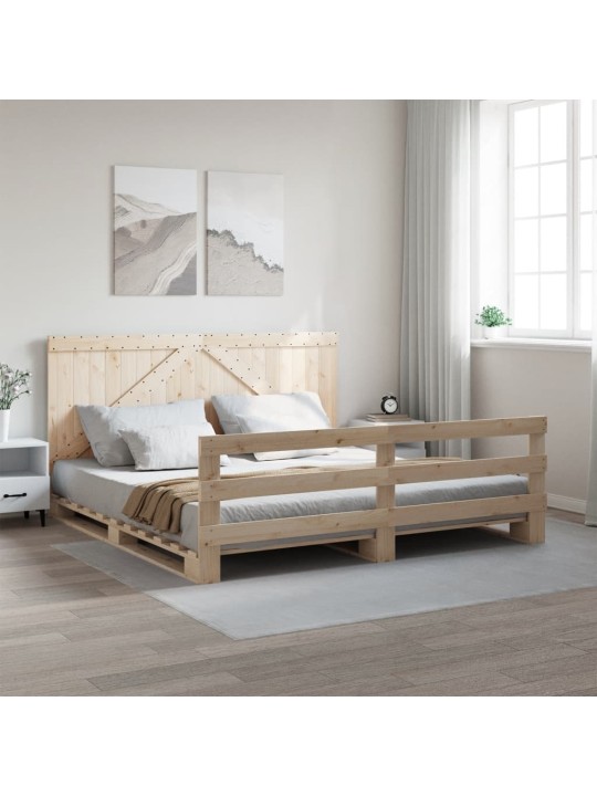 Rám postele s čelem 200 x 200 cm masivní borové dřevo