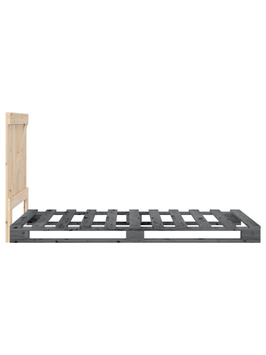 Rám postele s čelem šedý 90 x 200 cm masivní borové dřevo