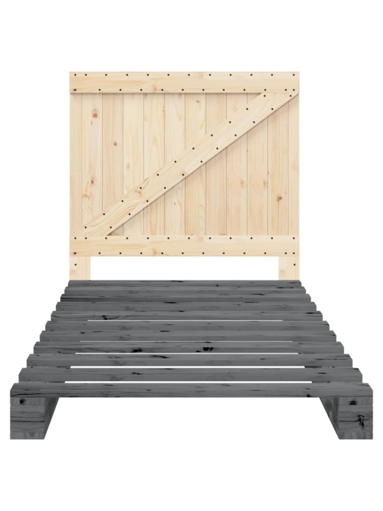 Rám postele s čelem šedý 100 x 200 cm masivní borové dřevo