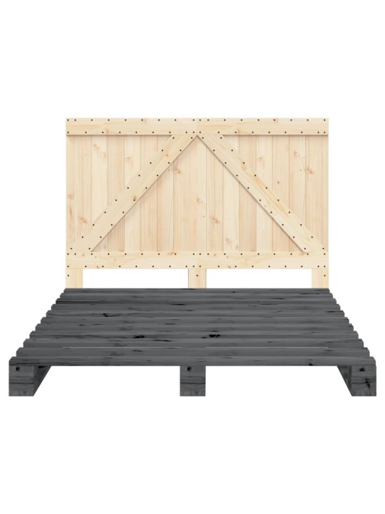 Rám postele s čelem šedý 160 x 200 cm masivní borové dřevo