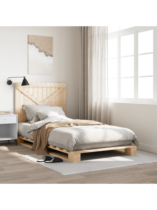 Rám postele s čelem 100 x 200 cm masivní borové dřevo