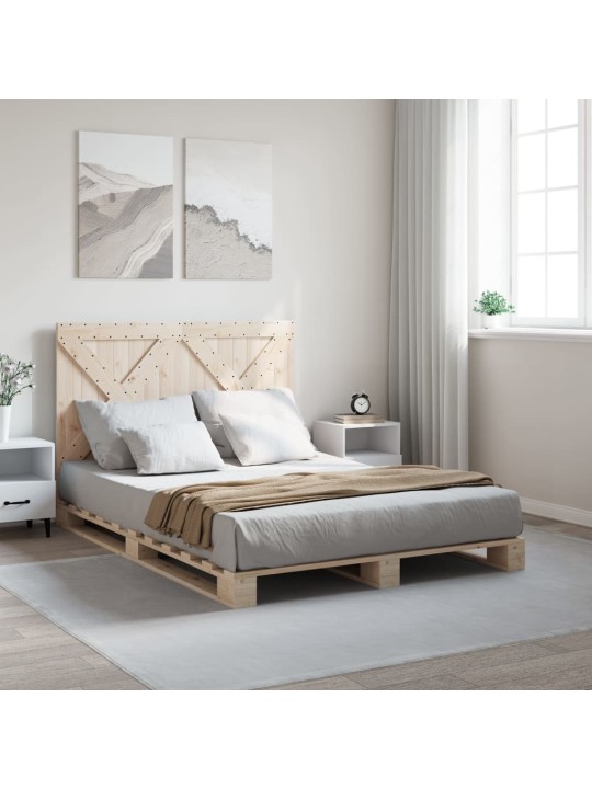 Rám postele s čelem bílý 140 x 200 cm masivní borové dřevo