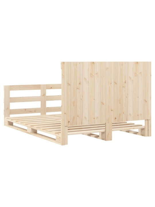 Rám postele s čelem bílý 140 x 200 cm masivní borové dřevo