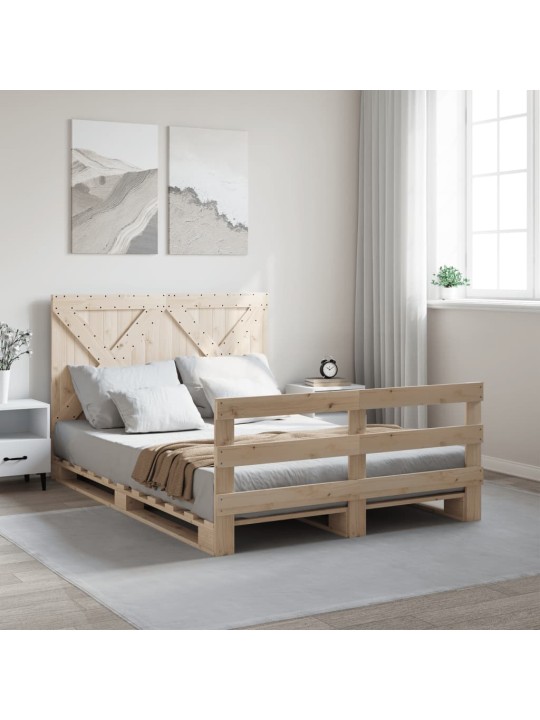 Rám postele s čelem 160 x 200 cm masivní borové dřevo