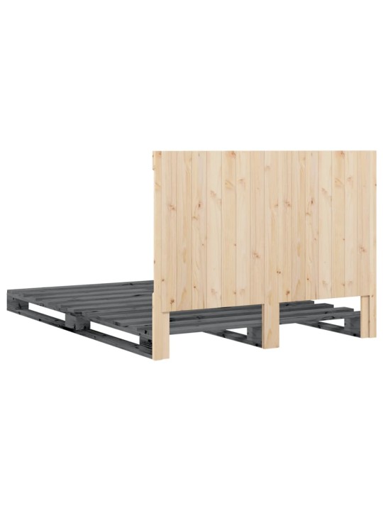 Rám postele s čelem šedý 160 x 200 cm masivní borové dřevo