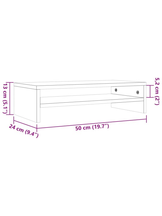 Stojan na monitor voskově hnědý 50x24x13 cm masivní borovice
