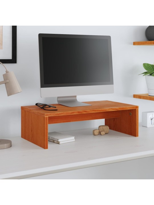 Stojan na monitor voskově hnědý 50x27x15 cm masivní borovice