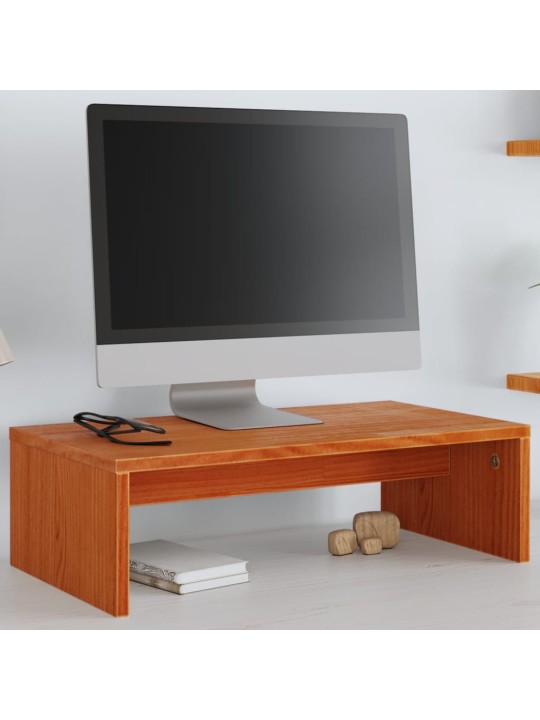 Stojan na monitor voskově hnědý 50x27x15 cm masivní borovice