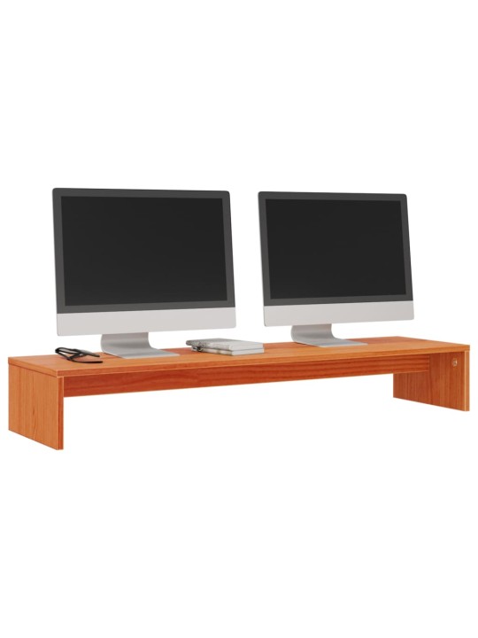 Stojan na monitor voskově hnědý 100x27x15 cm masivní borovice