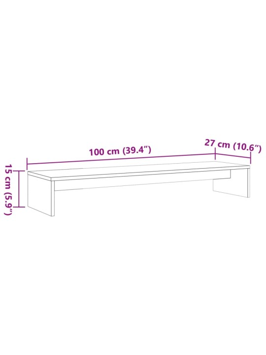 Stojan na monitor voskově hnědý 100x27x15 cm masivní borovice