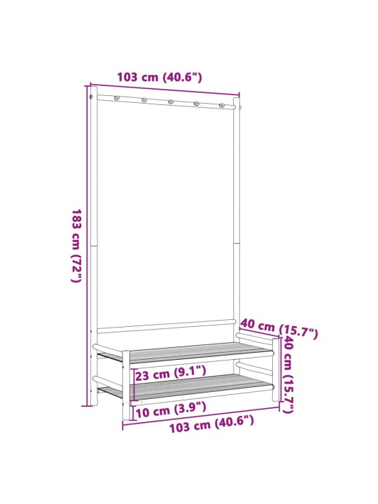 Stojan na oblečení s policemi 103 x 40 x 183 cm bambus