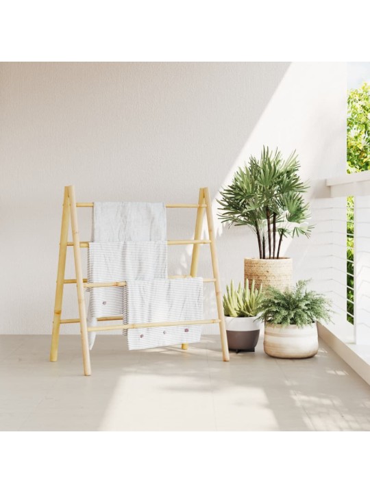 Dvojitý žebřík na ručníky se 4 příčlemi 90 x 50 x 100 cm bambus