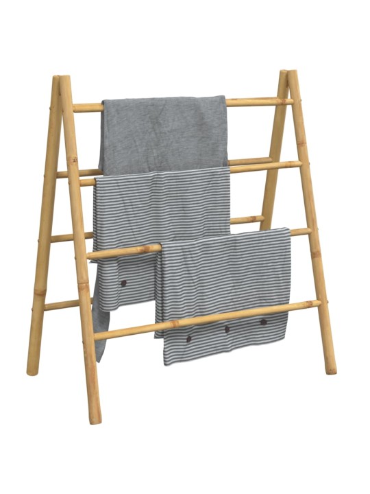 Dvojitý žebřík na ručníky se 4 příčlemi 90 x 50 x 100 cm bambus