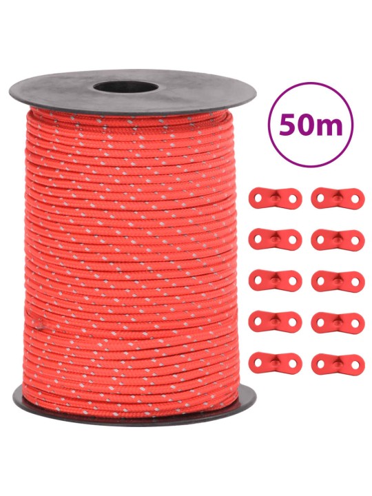 Stanové lanko s reflexními proužky a napínáky 50 m 3 mm