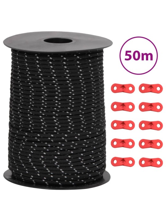 Stanové lanko s reflexními proužky a napínáky 50 m 3 mm