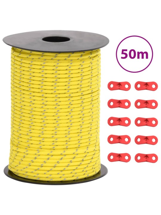 Stanové lanko s reflexními proužky a napínáky 50 m 3 mm