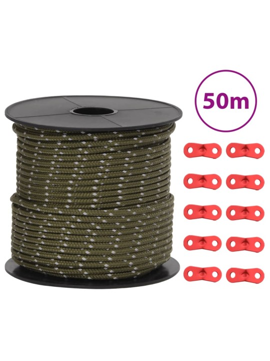 Stanové lanko s reflexními proužky a napínáky 50 m 4 mm